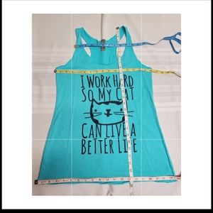 I work hard so my cat has a better life blue running / muscle shirt,Size medium.